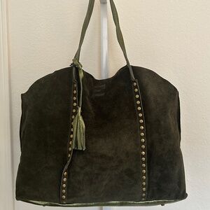 Olive Green Suede Tote by Marlon - Made in Italy